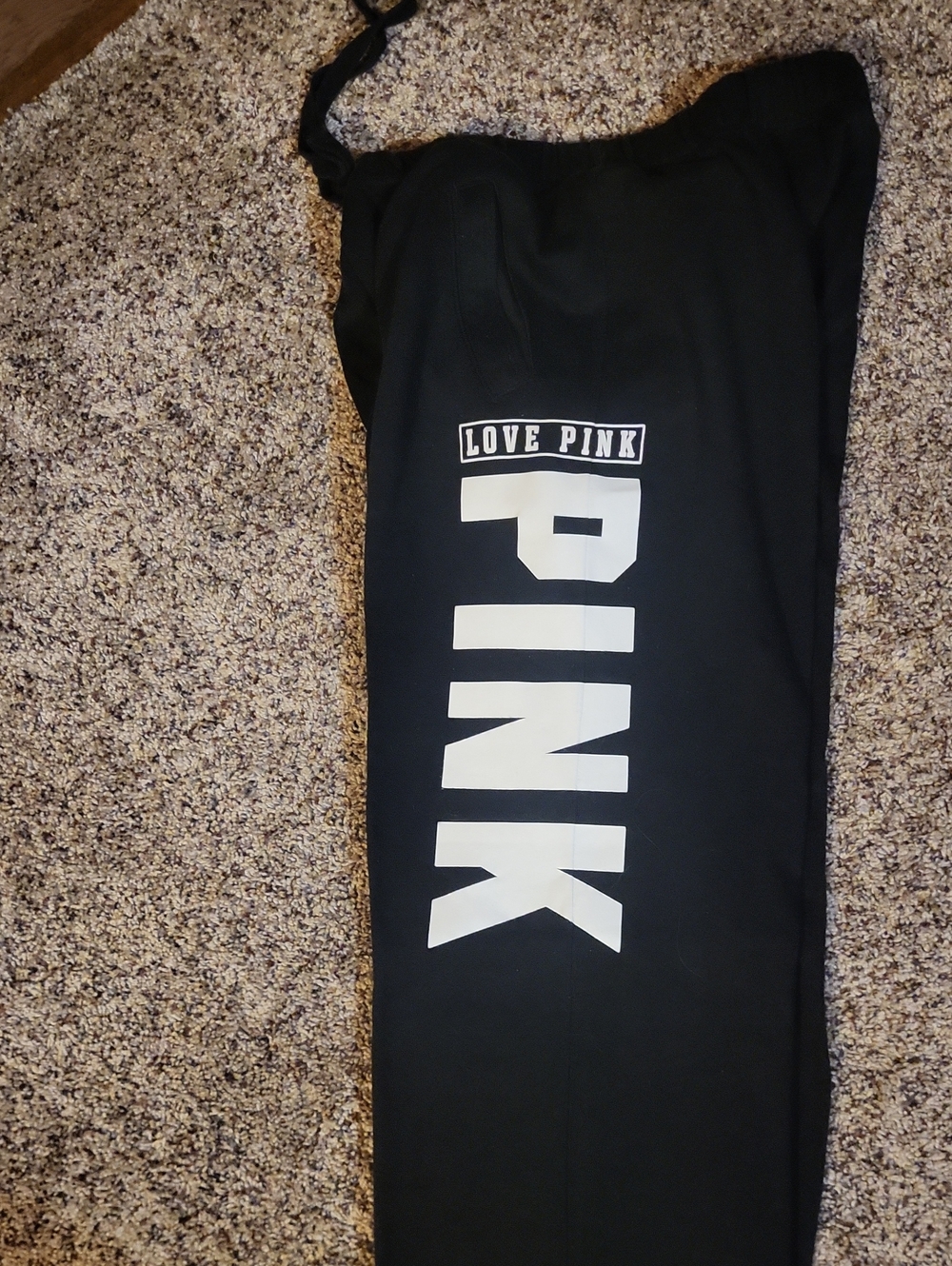 PINK Victoria's Secret Boyfriend Sweatpants XS Black/White EUC - Picture 2 of 7